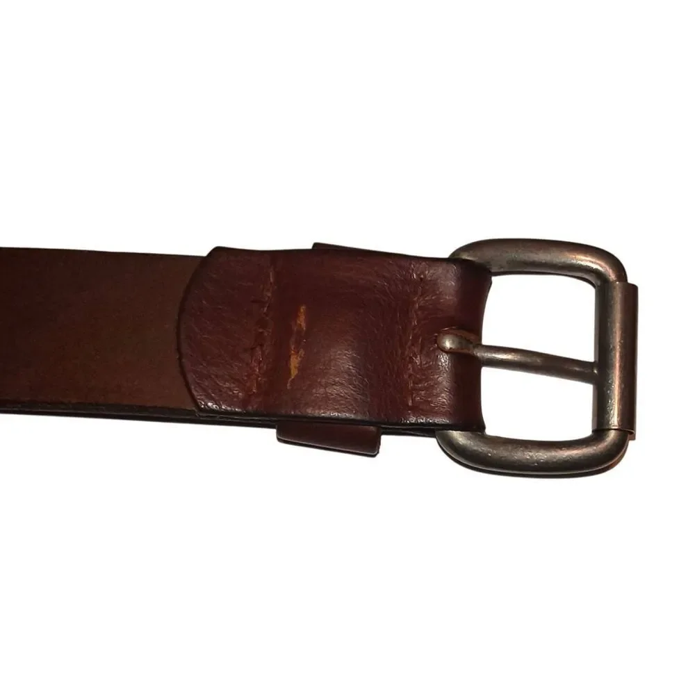 Eddie Bauer Leather Belt WPL 9647 Size 40 Brown England Silver tone hardware
